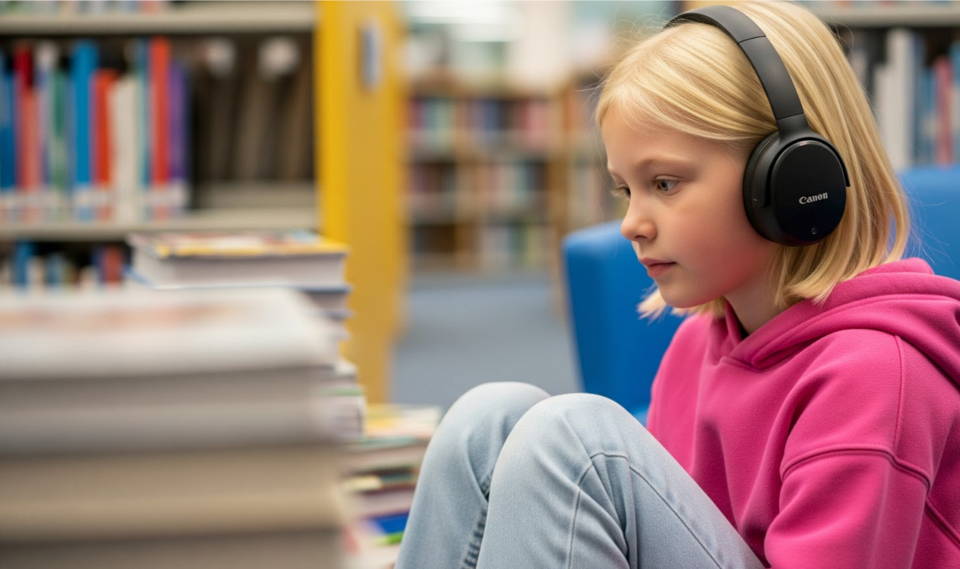 Child using a visual schedule to get ready for the first day of school with sensory tools nearby