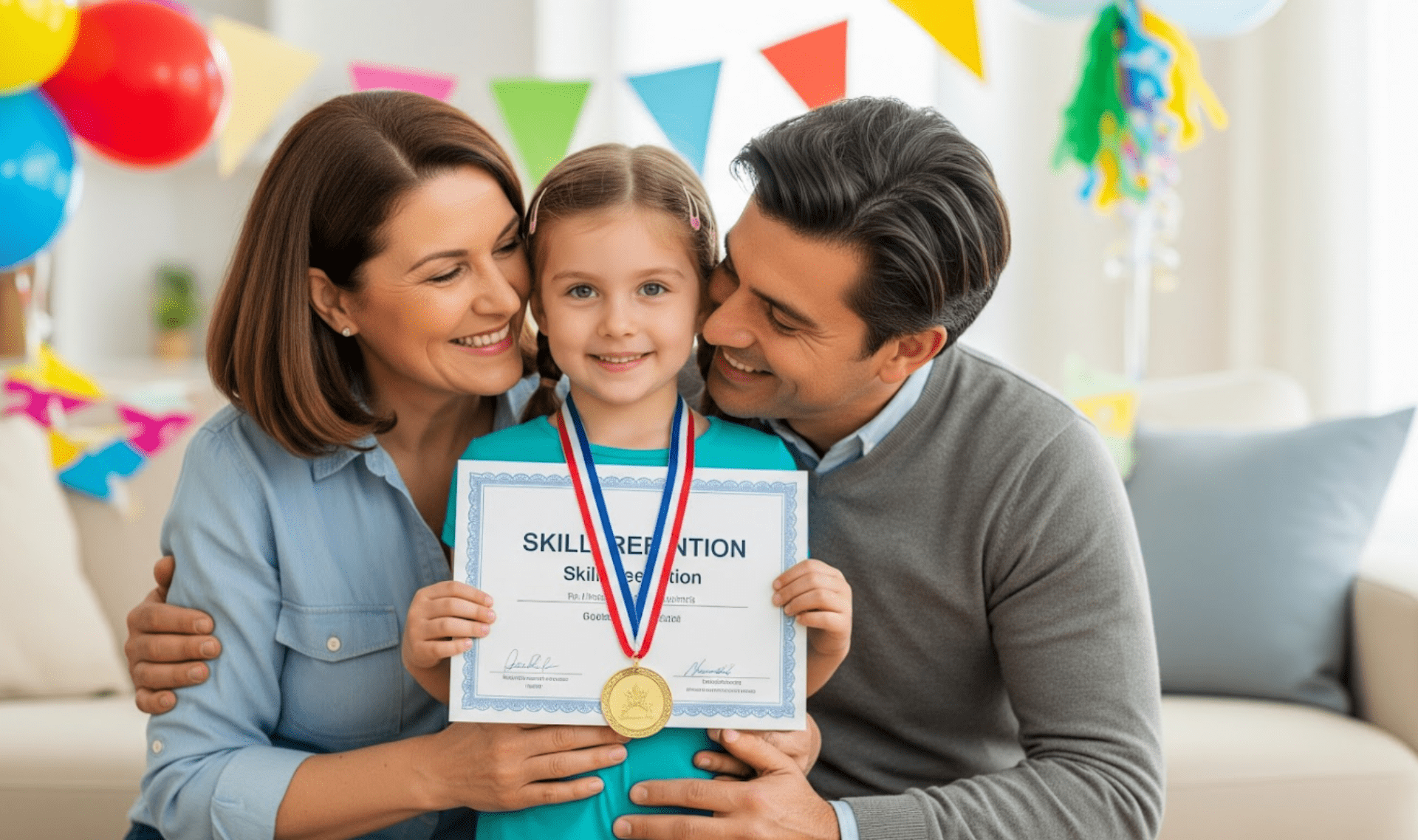 Child enjoying patriotic sensory activity with red, white, and blue materials