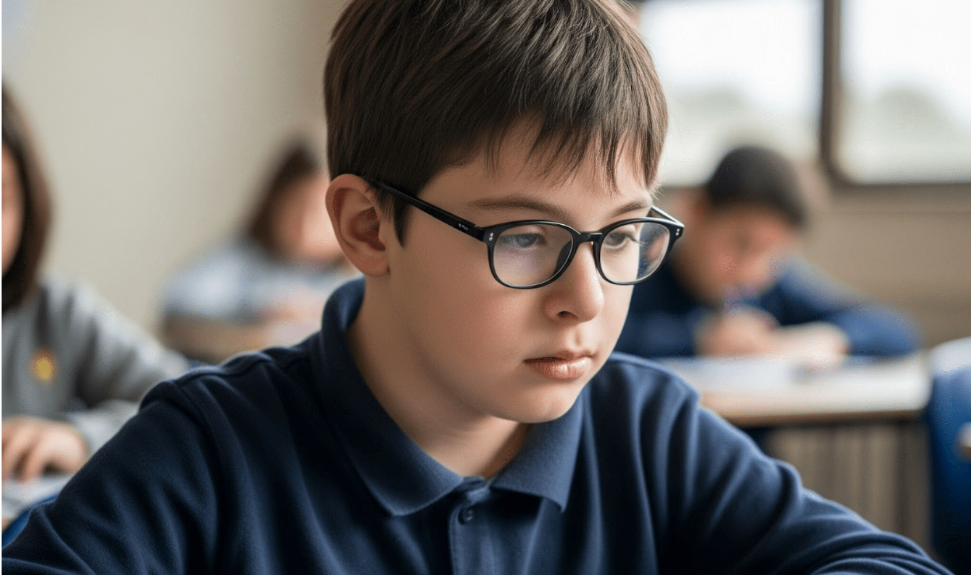 Special needs student experiencing school anxiety during fall classroom routines