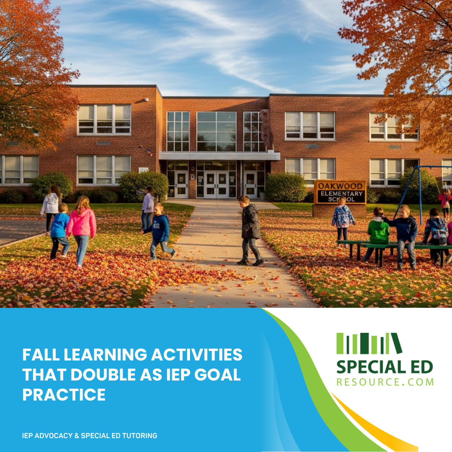 Child practicing IEP goals with pumpkin math and fall leaf activities